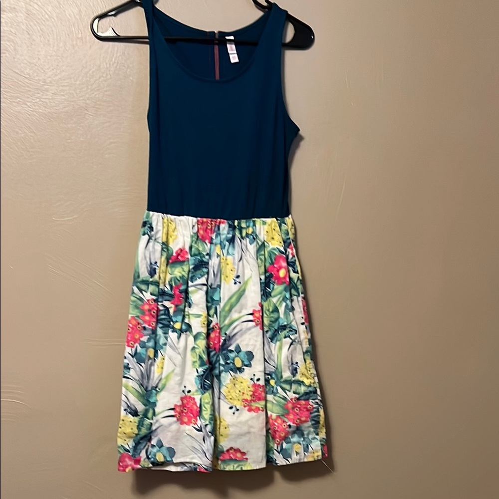 Xhilaration Blue and Pink Pleated Sundress